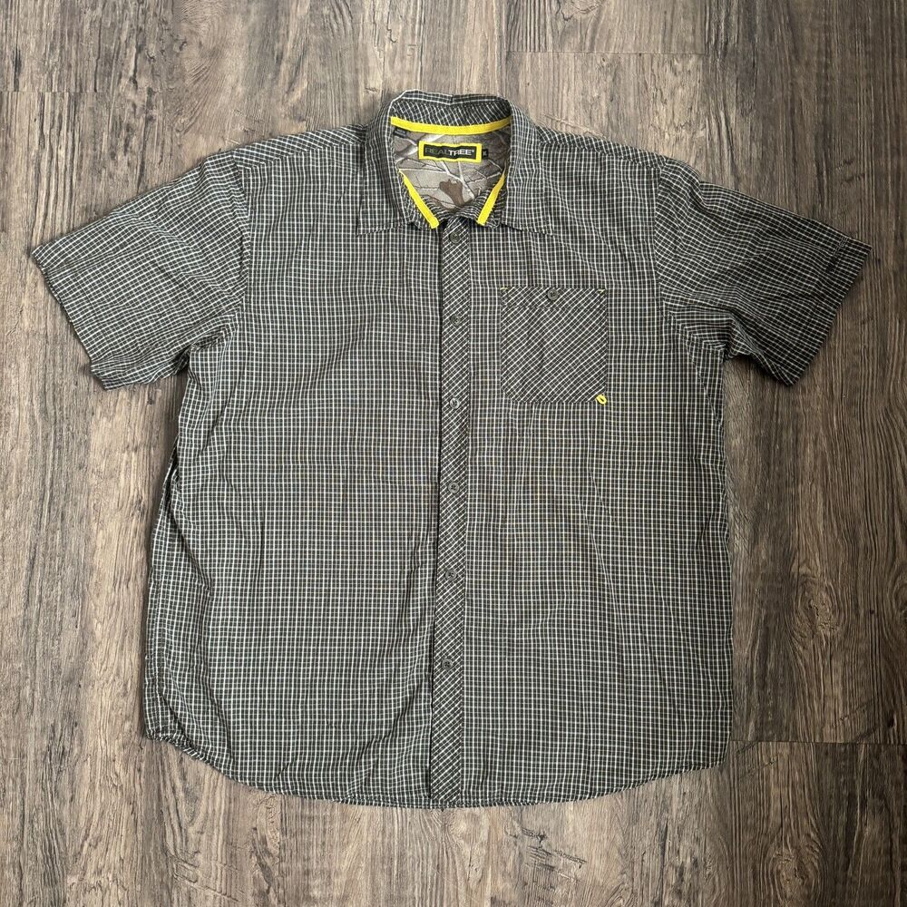 Realtree Men's Plaid Short Sleeve Button-Down Shirt size XL - Brownish Green